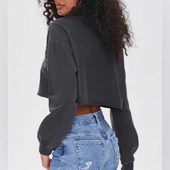 Forever 21 Black Los Angeles Cropped Hoodie - Picture 3 of 8